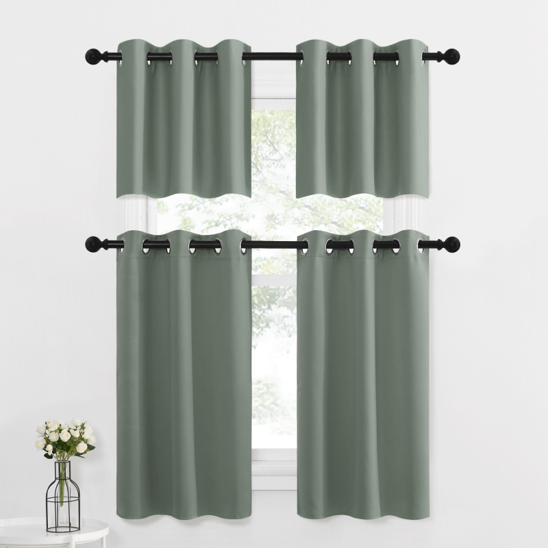 Blackout Window Curtains Set - Energy Saving Privacy Grommet Shade for Bedroom & Bathroom