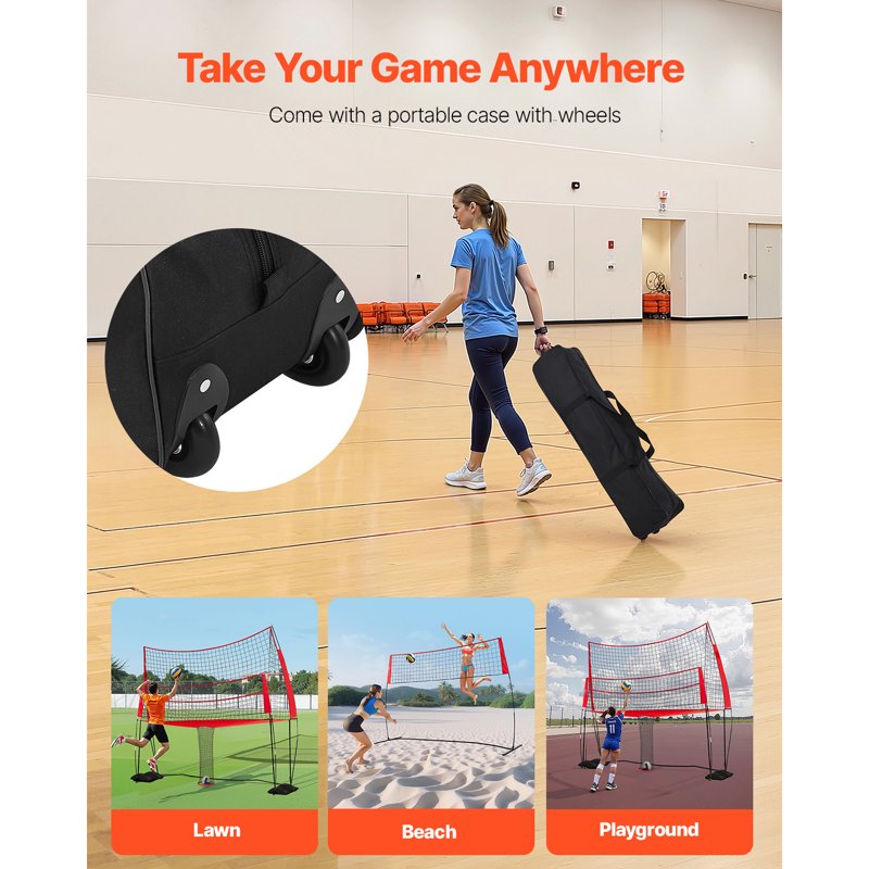 Volleyball Training Net System with Adjustable Height & Ball Return - Indoor & Outdoor Practice Equipment