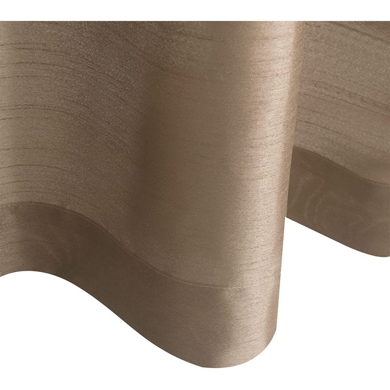 Faux Silk Light Filtering Curtains with Rod Pocket - Tan, Beige, Dark Grey