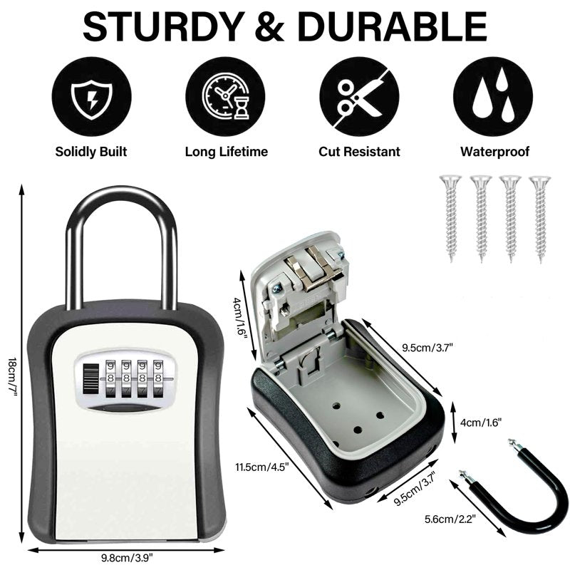 Outdoor Wall Mount & Portable Key Lock Box Safe for House Keys