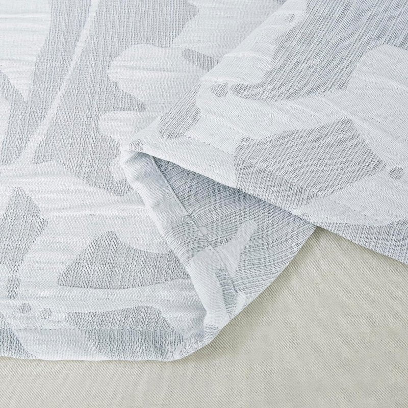 Gray and White Floral Jacquard Window Curtain Set - Light Filtering 54x84 Inches