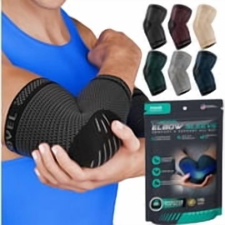 Elbow Support Brace 2 Pack - Breathable Compression Sleeves for Pain Relief and Stability