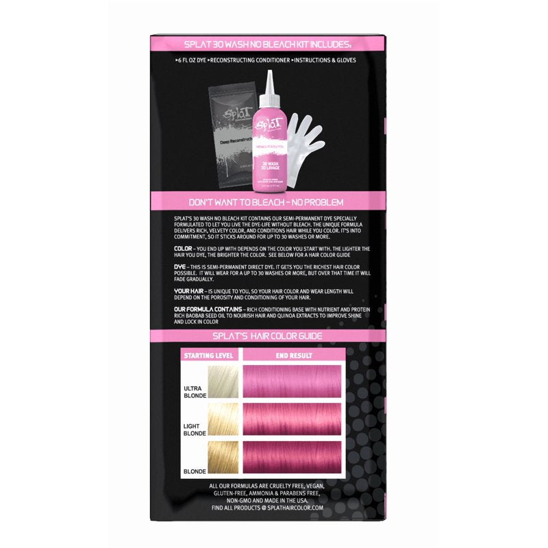 Semi-Permanent Pink Hair Dye Kit - All Shades, No Bleach Needed