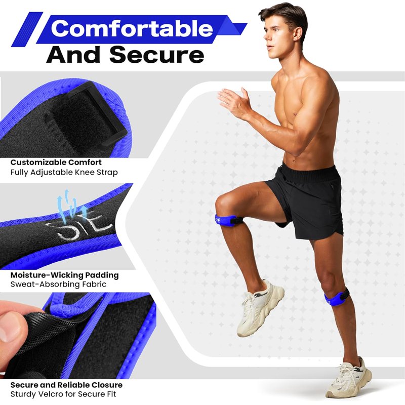 Adjustable Knee Support Strap with Compression Pad for Pain Relief & Stability