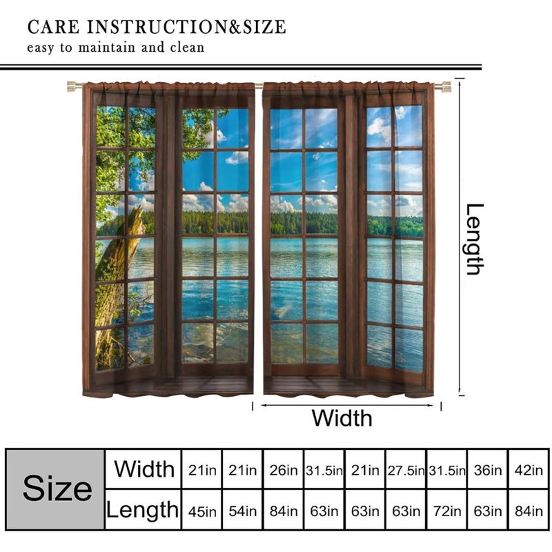 Mountain Forest Landscape Window Curtains - Blackout Drapes for Bedroom & Living Room