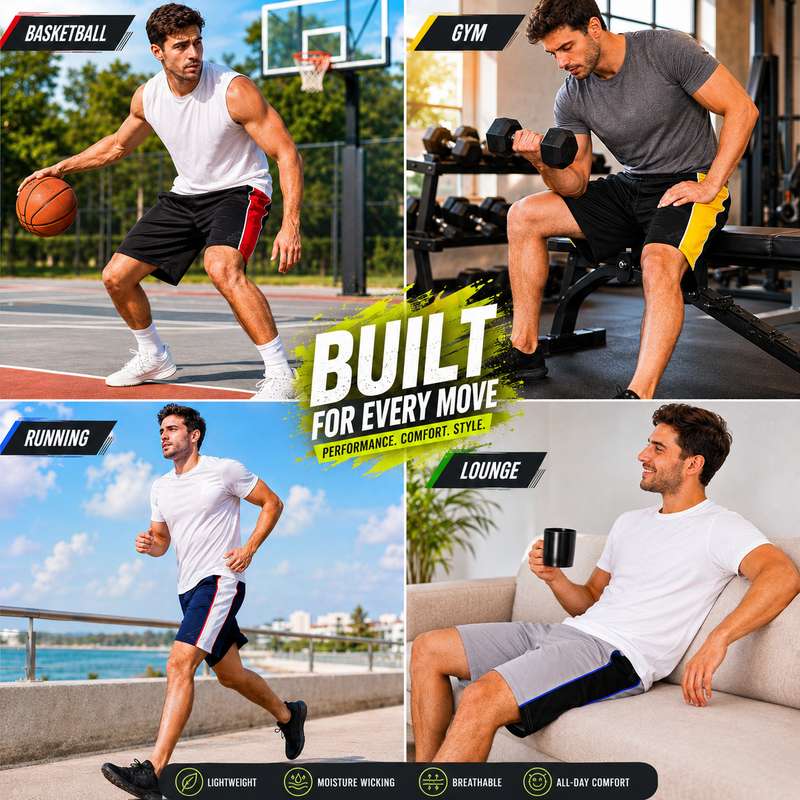 Men's 5-Pack Athletic Mesh Shorts - Moisture-Wicking Gym & Basketball Shorts