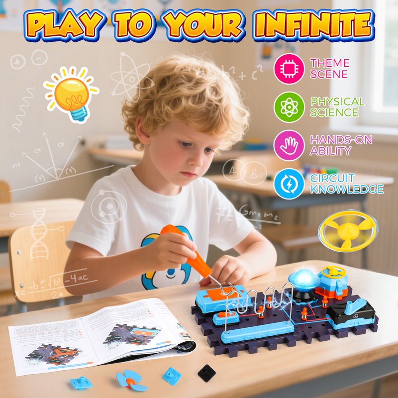 Kids STEM Science Kit with Circuit Board Light & Music - Electronics Exploration Toy for Ages 8+