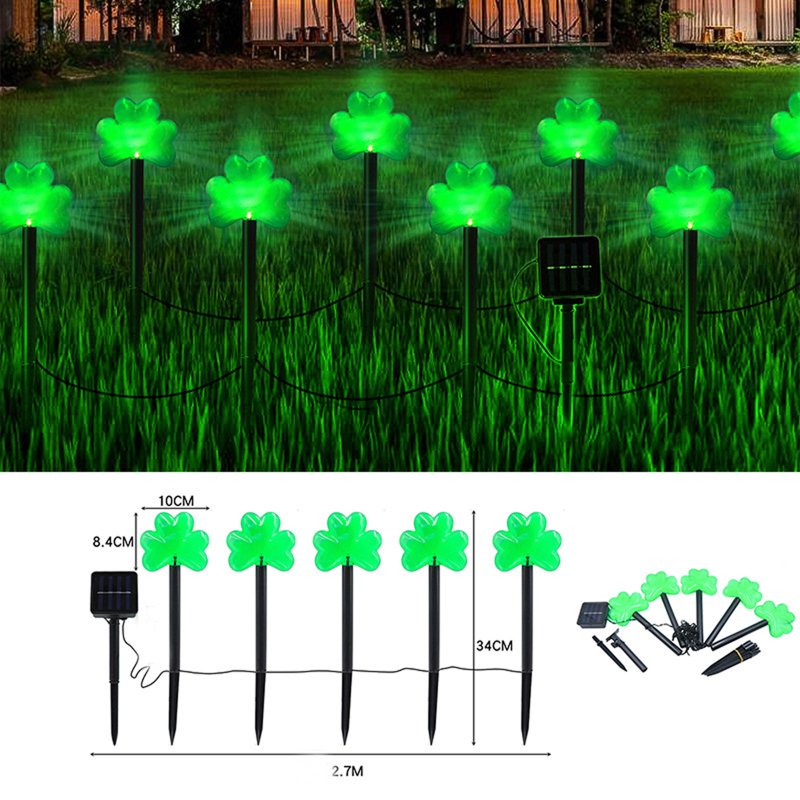 Outdoor St Patrick's Day Solar Pathway Lights - Lucky Sign Garden Decor