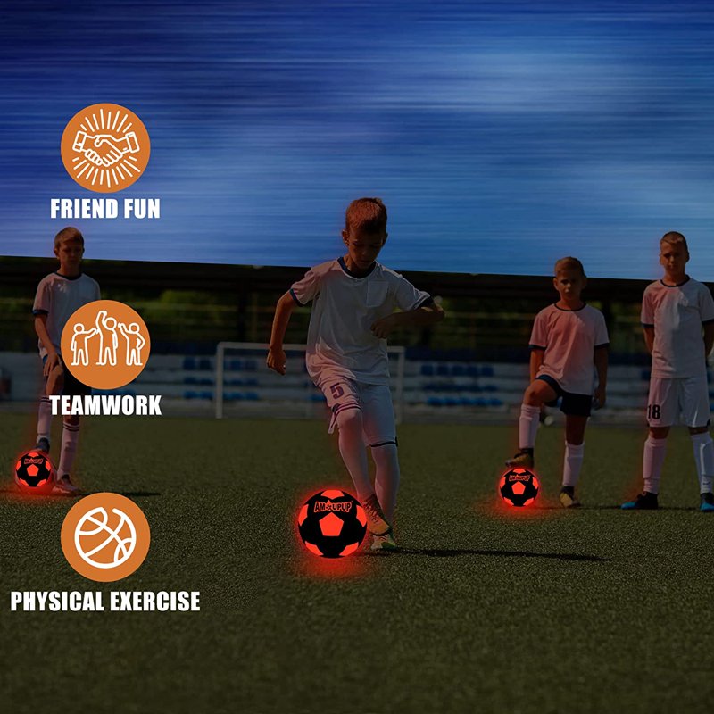 Glow in The Dark Soccer Ball with LED Lights Kids Indoor & Outdoor Toy