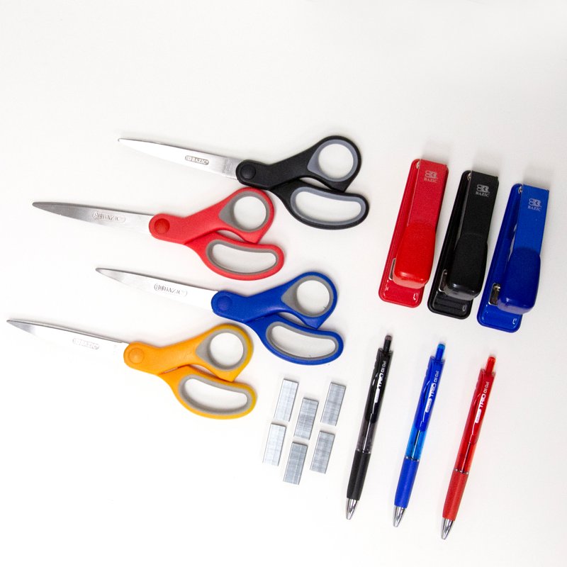 Bazic 8" Soft Grip Stainless Steel Scissors, Straight Handle - 4-Pack (Variation: 4-Pack, Other)