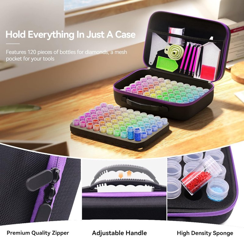 Diamond Painting Storage Containers with 120 Slots & Accessories Kit