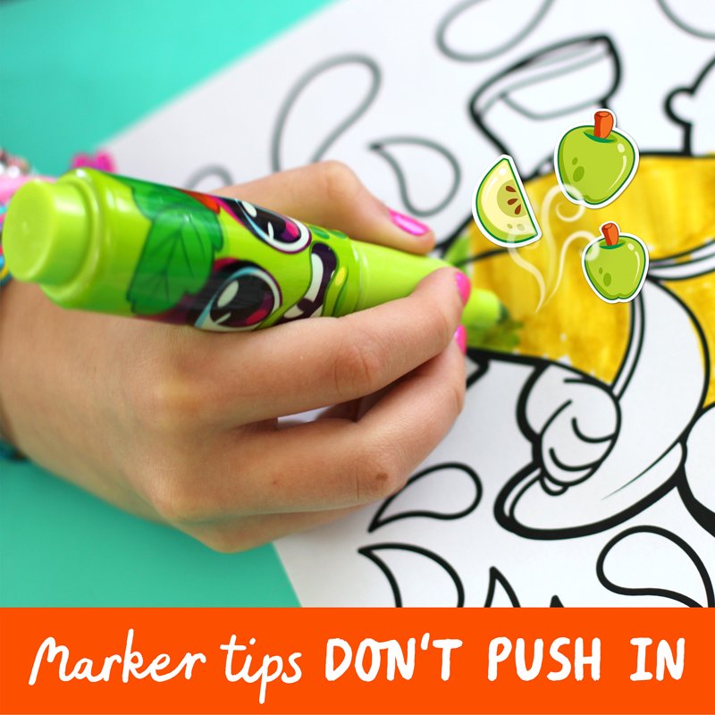 Kids Jumbo Scented Markers Set - 16 Fruit Fragrance Washable Chunky Markers