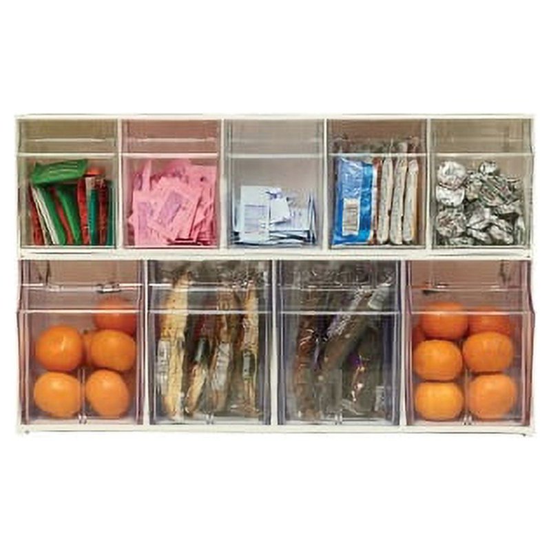 Deflecto Interlocking Tilt Bin Storage System - 5 White Bins for Organization