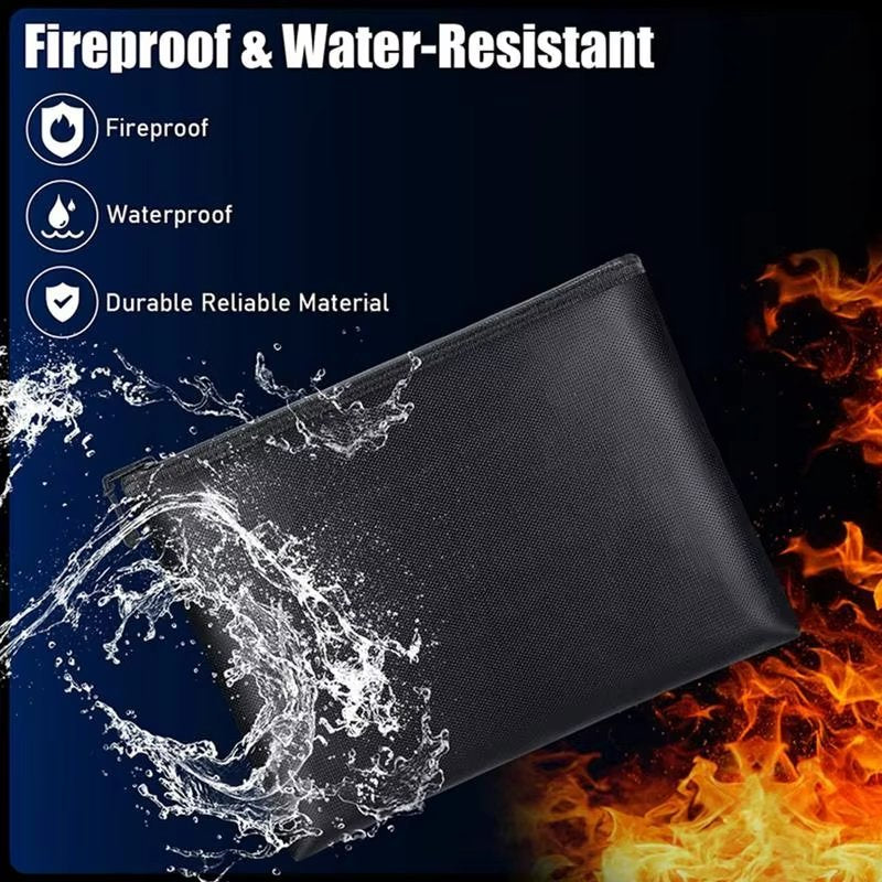 Fireproof Waterproof Document Bag 8x5.3 Inch with Zipper for Important Papers & Valuables