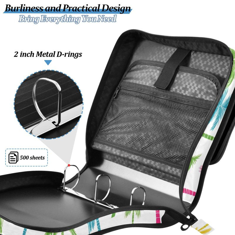 Waterproof 3-Ring Zipper Binder with Shoulder Strap, Holds 500 Sheets