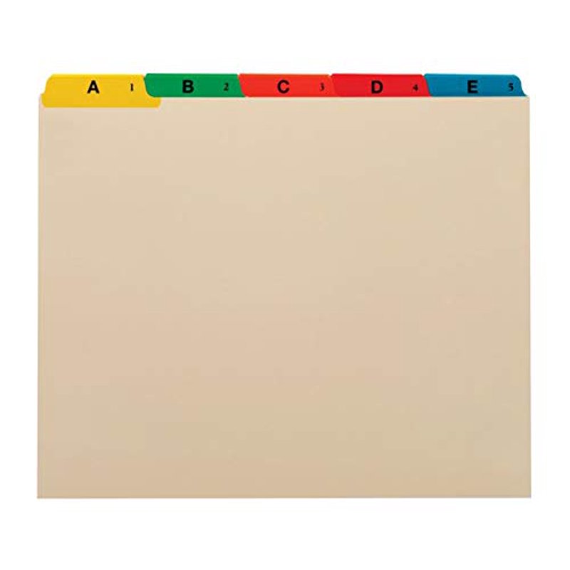 Letter Size Manila File Guides Pack of 25 - A to Z Organizer for Office & Home