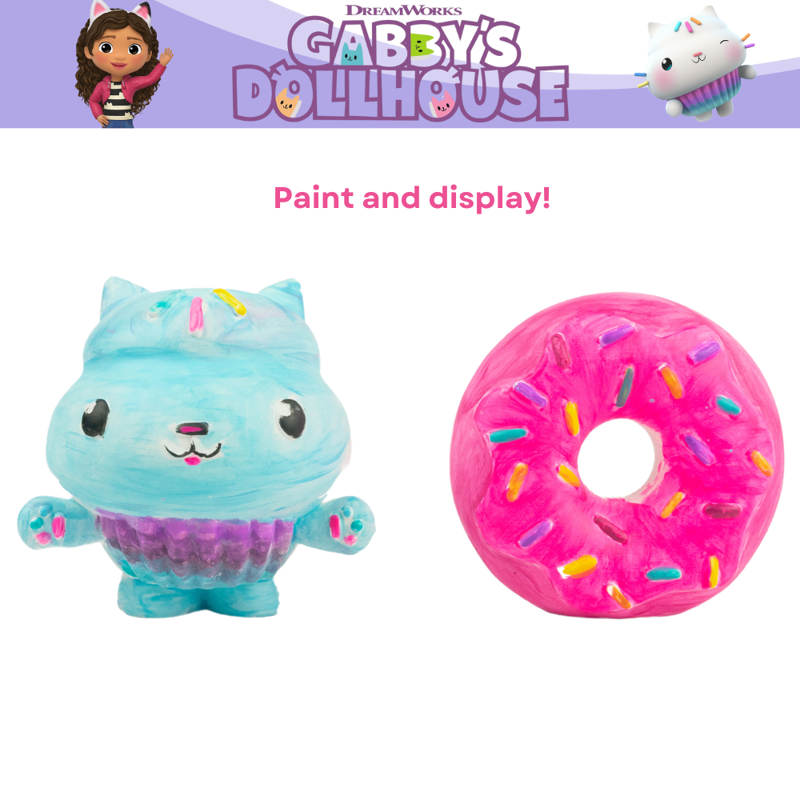 Kids DIY Paint Set for Ceramic Figurines - Gabby’s Dollhouse Character Craft Kit