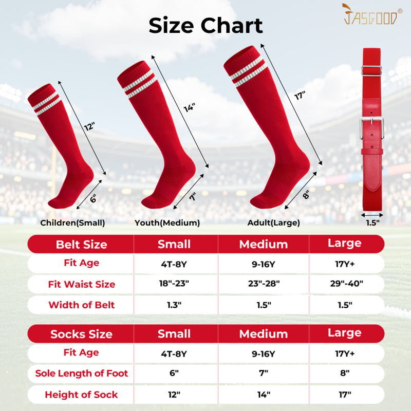 Youth Baseball Socks & Belt Set - Unisex Compression Athletic Gear for Kids & Teens