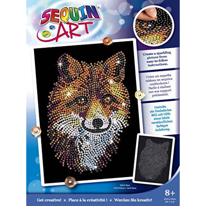 Sequin Art Kit - Sparkling Fox Wall Art Craft for Kids & Adults