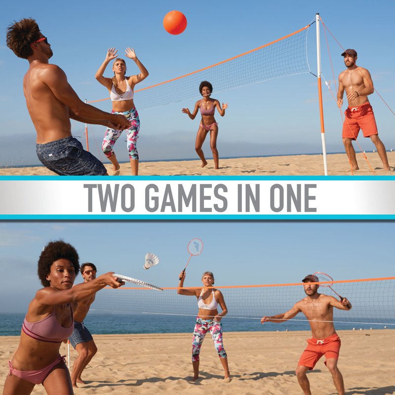 Outdoor Volleyball and Badminton Net Set - Family, Starter & Professional Options