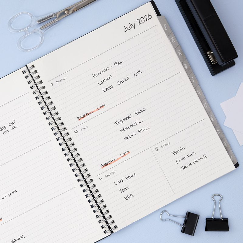 Academic Year Planner Calendar 2026-2027 - Weekly & Monthly Schedule, 8" x 10.875", Wirebound, Laminated Tabs
