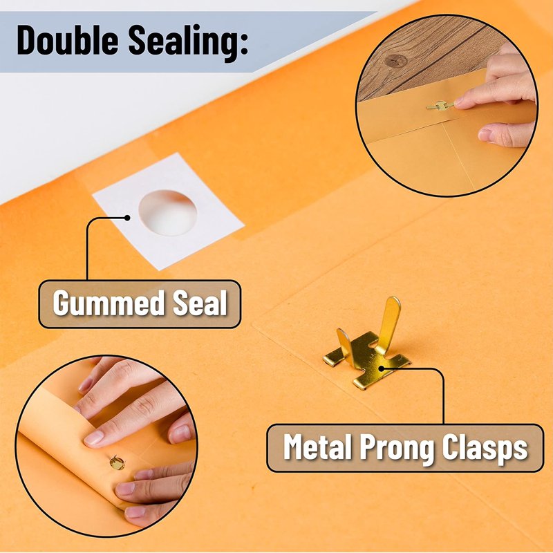Clasp & Gummed Seal Envelopes 10x13 Inch Bulk Pack for Business & Office