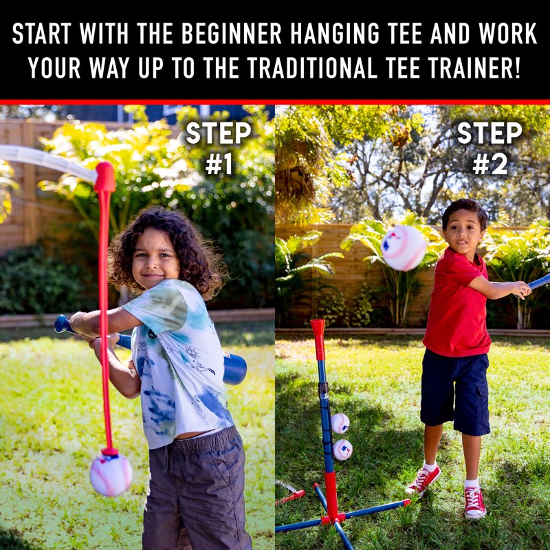 Kids Grow-with-Me Baseball Batting Tee Set for Tee Ball & Softball Practice