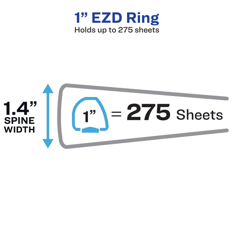 Durable View Binders with 1 Inch Rings - Black, 275 Sheet Capacity