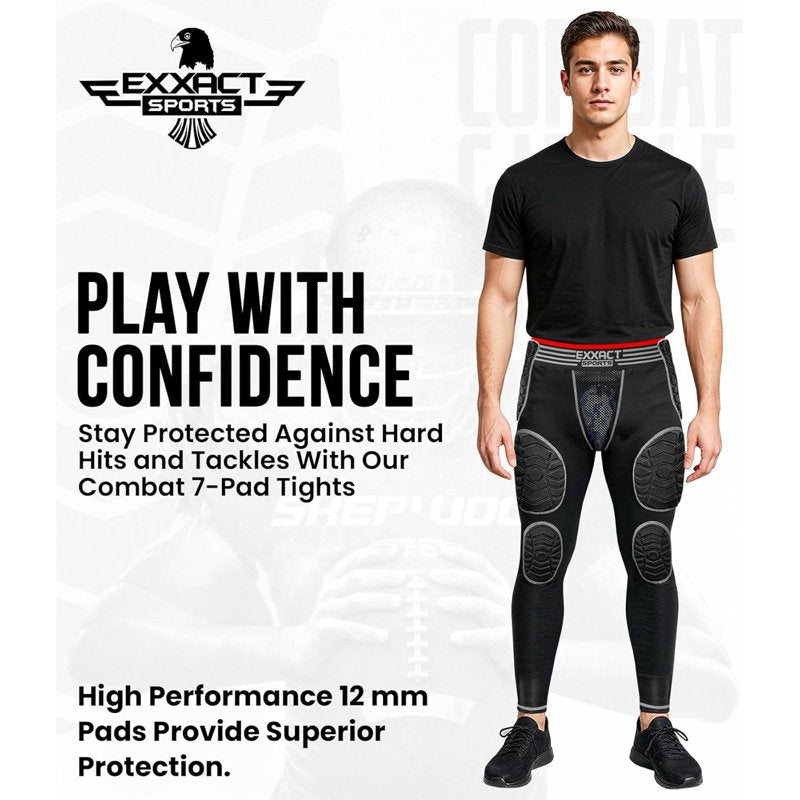 Men's Padded Compression Football Girdle with 7-Pad Hip Knee & Tailbone Protection