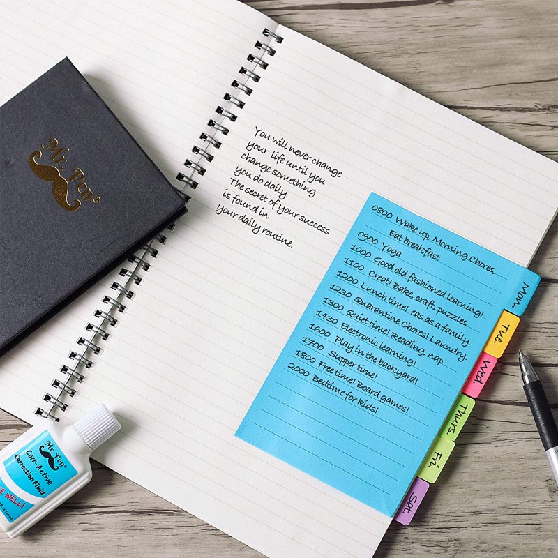 Neon Sticky Notes Set with Index Tabs - 410 Pack for Planners Journals and Bibles