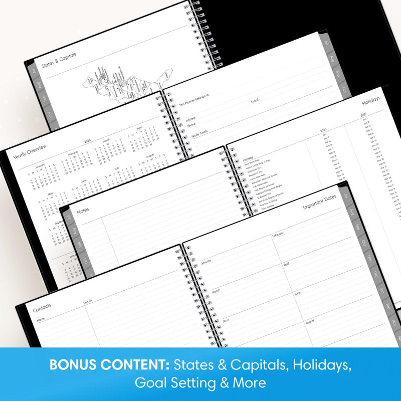 Academic Year Planner Calendar 2026-2027 Weekly & Monthly, 8.5x11, Wirebound, Laminated Tabs