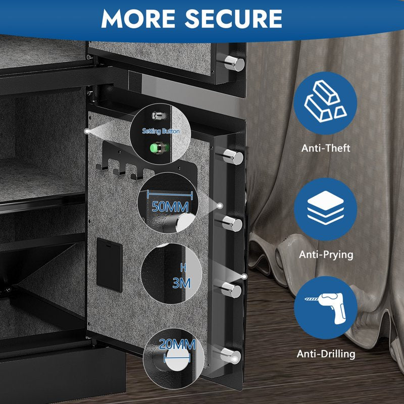 Heavy Duty Dual Door Safe with Hidden Lock Box and Fireproof Bag - Home & Office Security