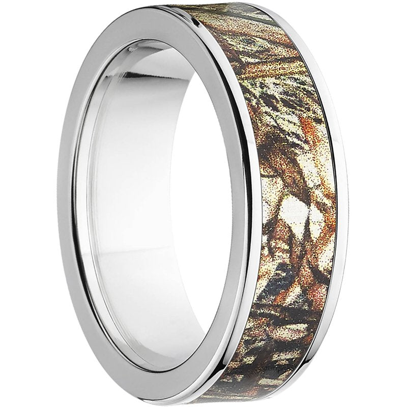 Men's Camo Stainless Steel Wedding Band - 7mm Comfort Fit Ring