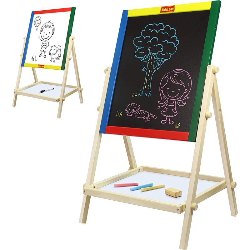 Kids Art Easel Double-Sided Wooden Drawing Board for Children 15.75 x 12 x 25.75 inches