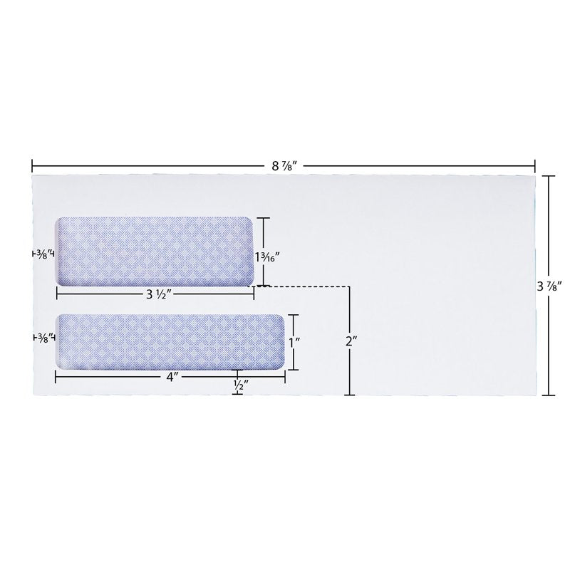 Security Double Window Envelopes #9 - Self-Sealing, Tamper-Evident, 3 7/8 x 8 7/8 Inches, Pack of 500