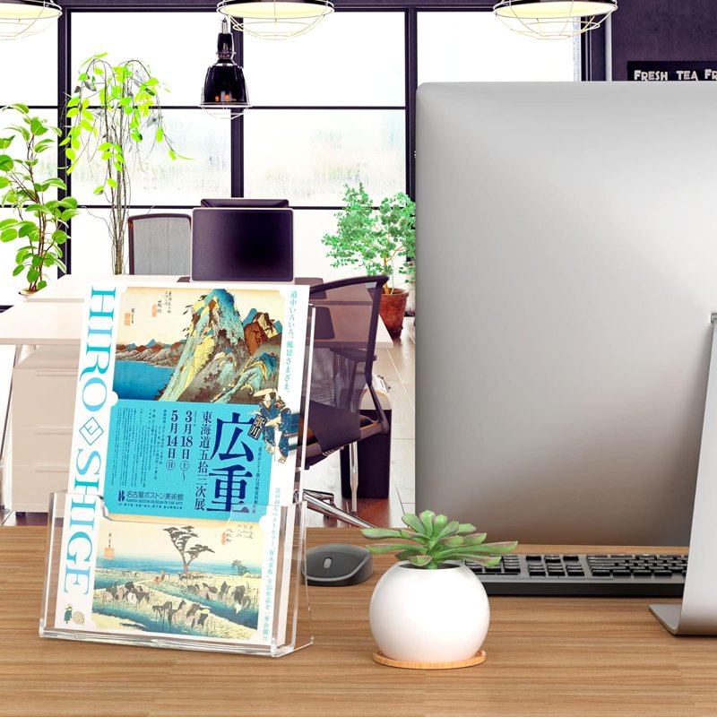 Acrylic Brochure Holder 8.5 x 11 Inch Pack of 2 - Slanted Literature Display Stand for Desk & Countertop
