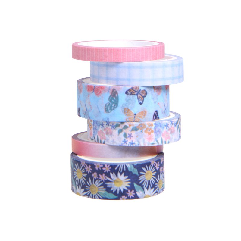 Decorative Butterfly Washi Tape Set - 6 Rolls for Scrapbooking & Crafts