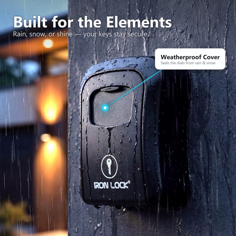 Medium Wall-Mount Key Lock Box Waterproof Heavy-Duty Metal Safe with 4-Digit Code