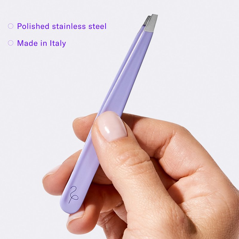 Stainless Steel Women's Tweezers with Slant Tip - Multi-Purpose Hair Removal Tool, Lilac