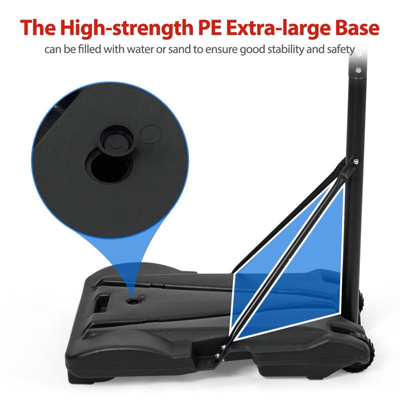 Portable Kids Basketball Hoop with Adjustable Height & Large Base for Indoor Outdoor Play
