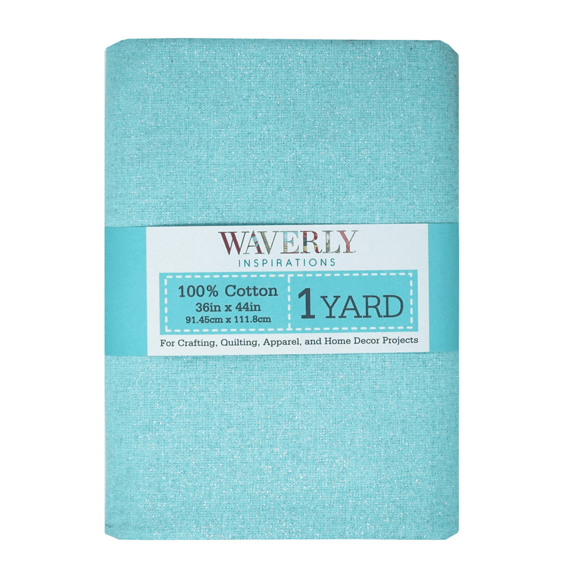 Cotton Quilt Fabric Pack - Precut 1 Yard Aqua Glitter Prints for Sewing & Crafting