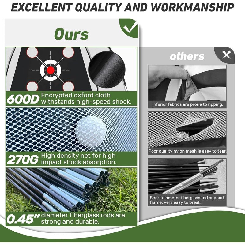 Golf Practice Net with 10x7ft Target Mat – Driving, Chipping & Swing Training