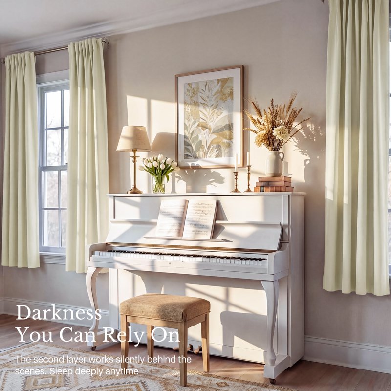 Blackout Curtain Set - 2 Panels, Insulated, Light-Blocking, Energy Saving