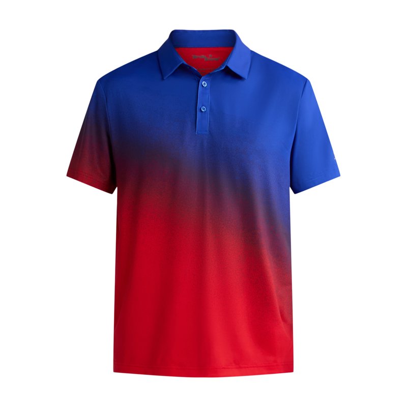 Birdie Bound Men’s Fourth of July Americana Ombre Golf Polo Shirt - S-5XL, Red/Blue Ombre