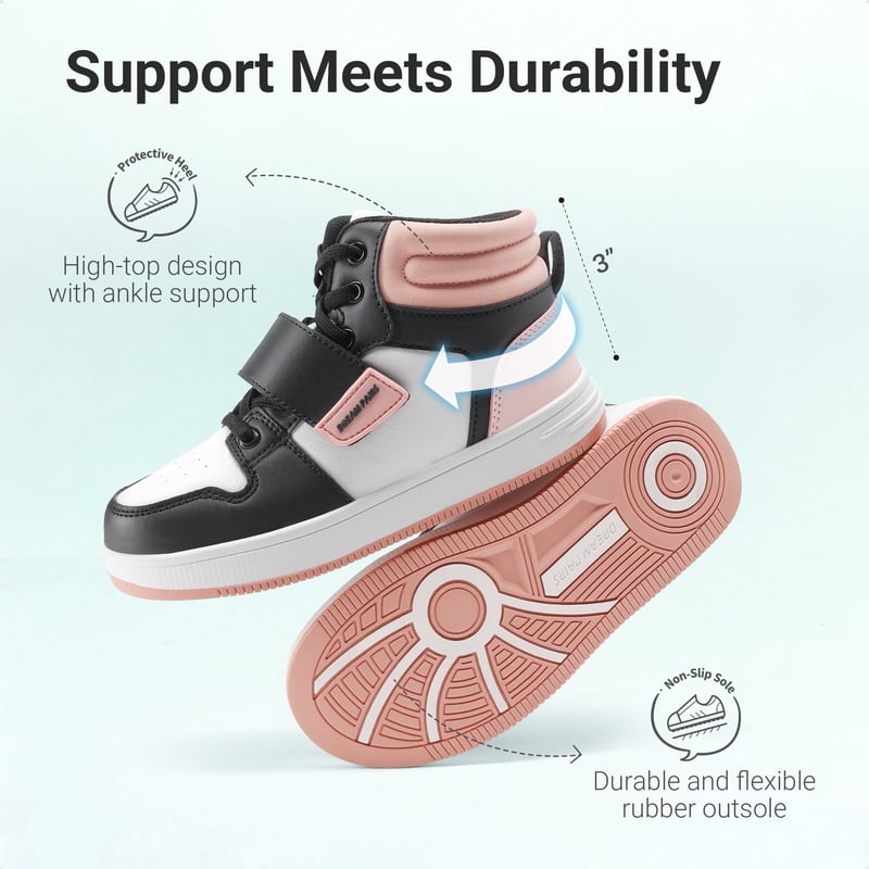 Kids High Top Basketball Sneakers - Youth Boys & Girls Athletic Shoes