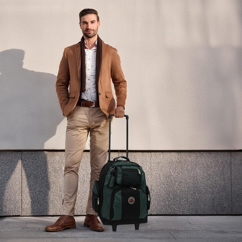 22-Inch Multi-Compartment Rolling Backpack - Airline Approved Travel Bag