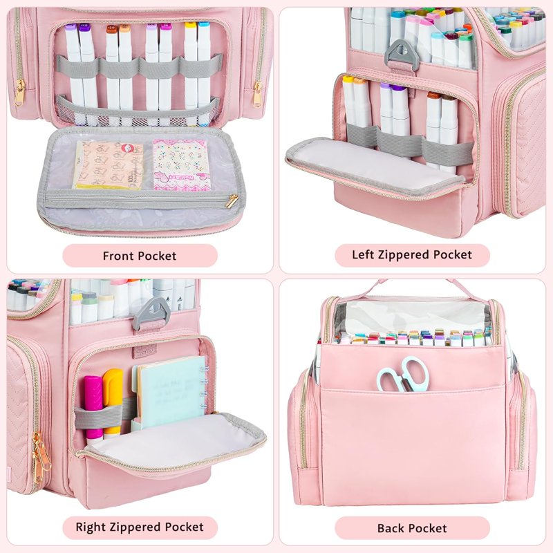 Large Capacity Art Marker Organizer Case Holds 180-300 Pens with Dividers & Pockets
