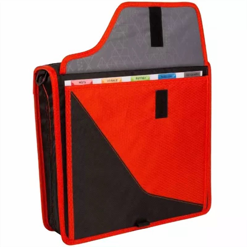 3-Inch Zipper Binder with Removable Padded Tech Case Black and Red