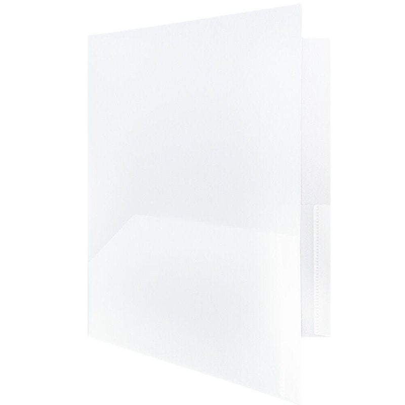Plastic Pocket Folders with Metal Prongs & Clasps - 3 Pack, 9.5 x 11.5 Inches, Clear