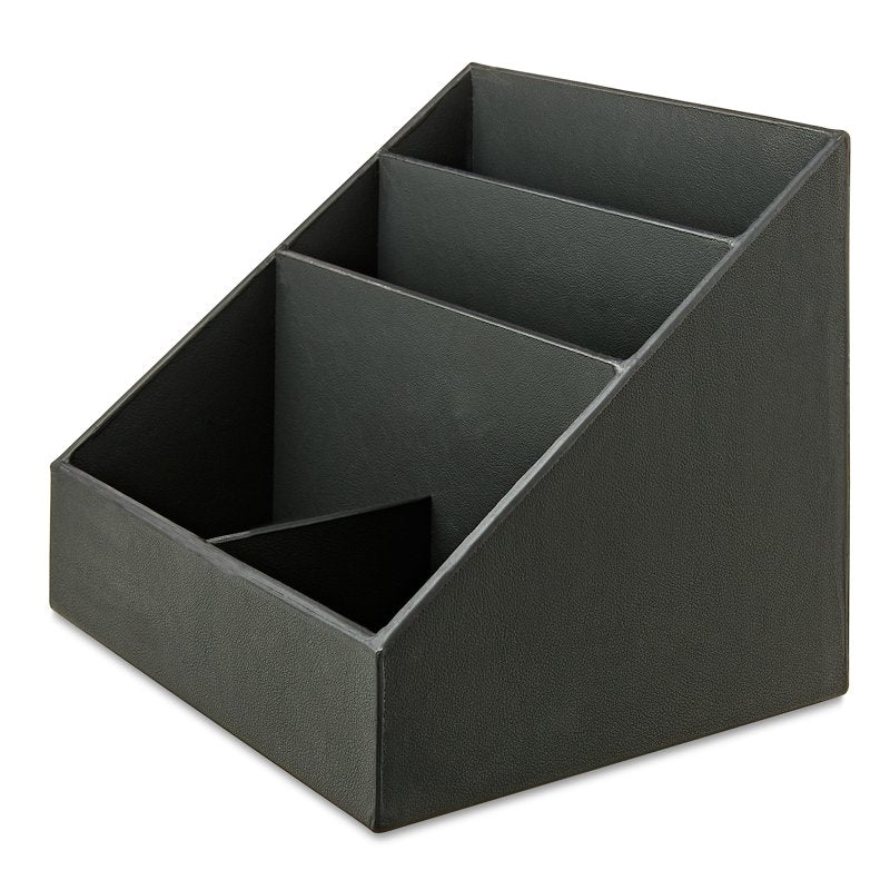 Desktop Organizer with 4 Compartments - Simulated Leather, Black